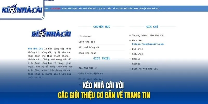 Kèo Nhà Cái với các giới thiệu cơ bản về trang tin